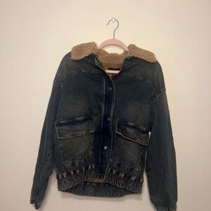 Current Mood Bomber Jacket with Sherpa Tan Collar